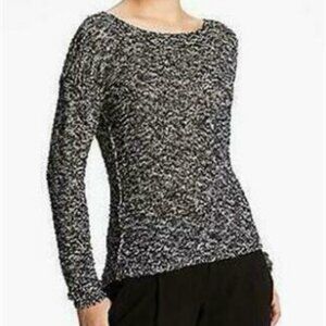 Womens Alice + Olivia Black White Melange Boucle Sweater S